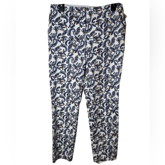Gallery 28” Inseam size 8 Blue and White Paisley Chinos - Picture 1 of 6